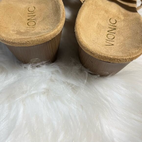 Vionic cork and gold wedge strappy sandals with side buckle & Velcro straps SZ7 - Picture 9 of 10